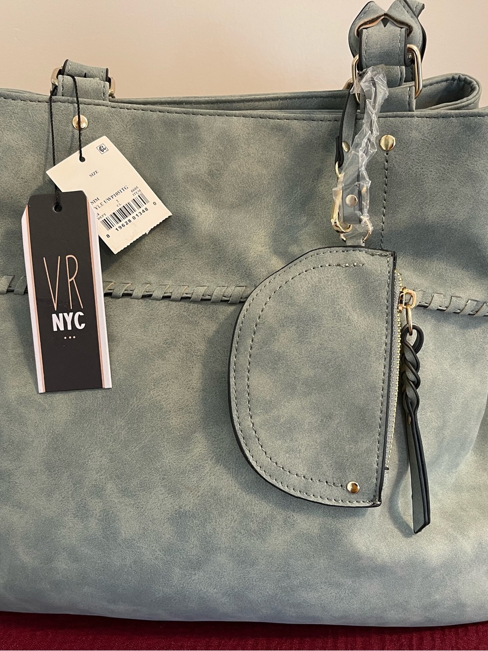 VR NYC Sage Green Shoulder Bag with Braided Detail